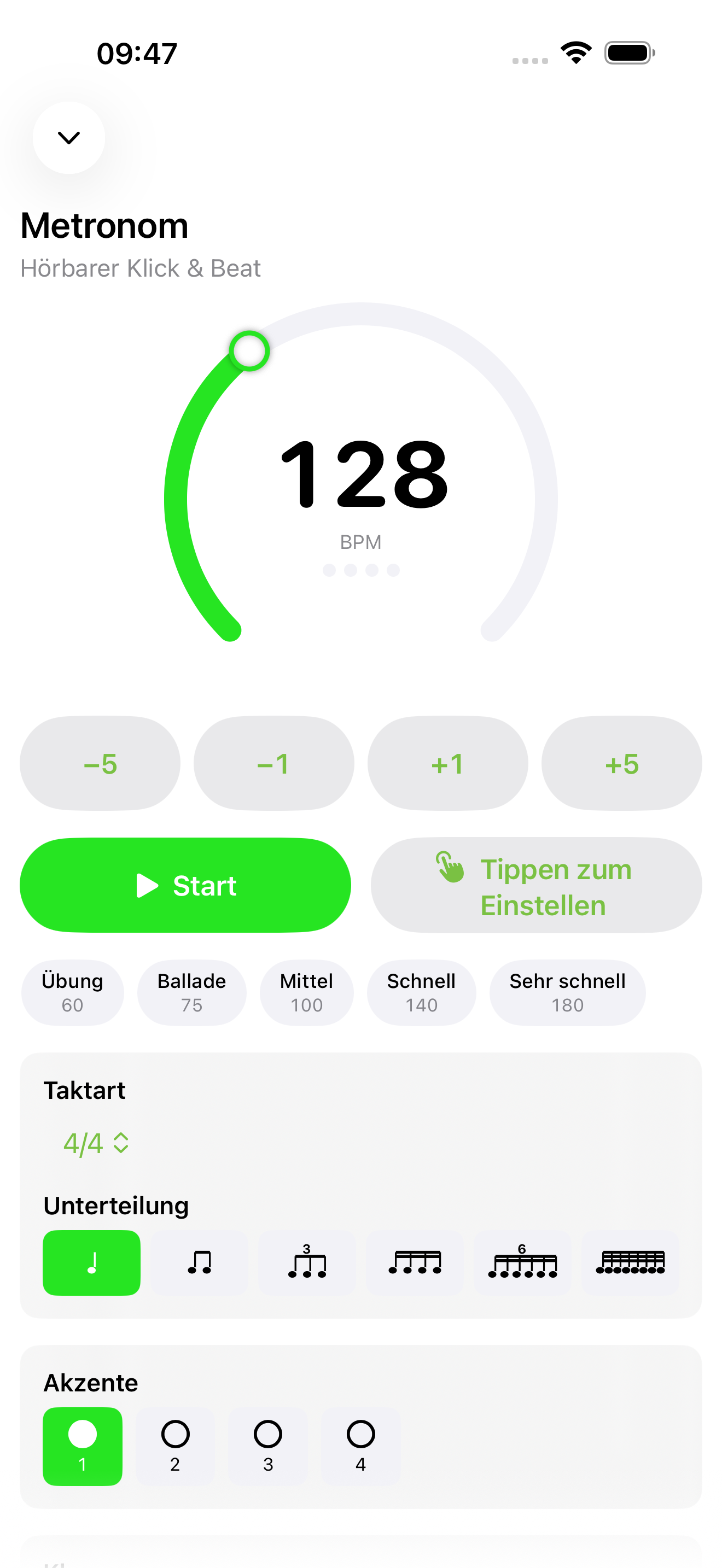 Metronom läuft auf iPhone